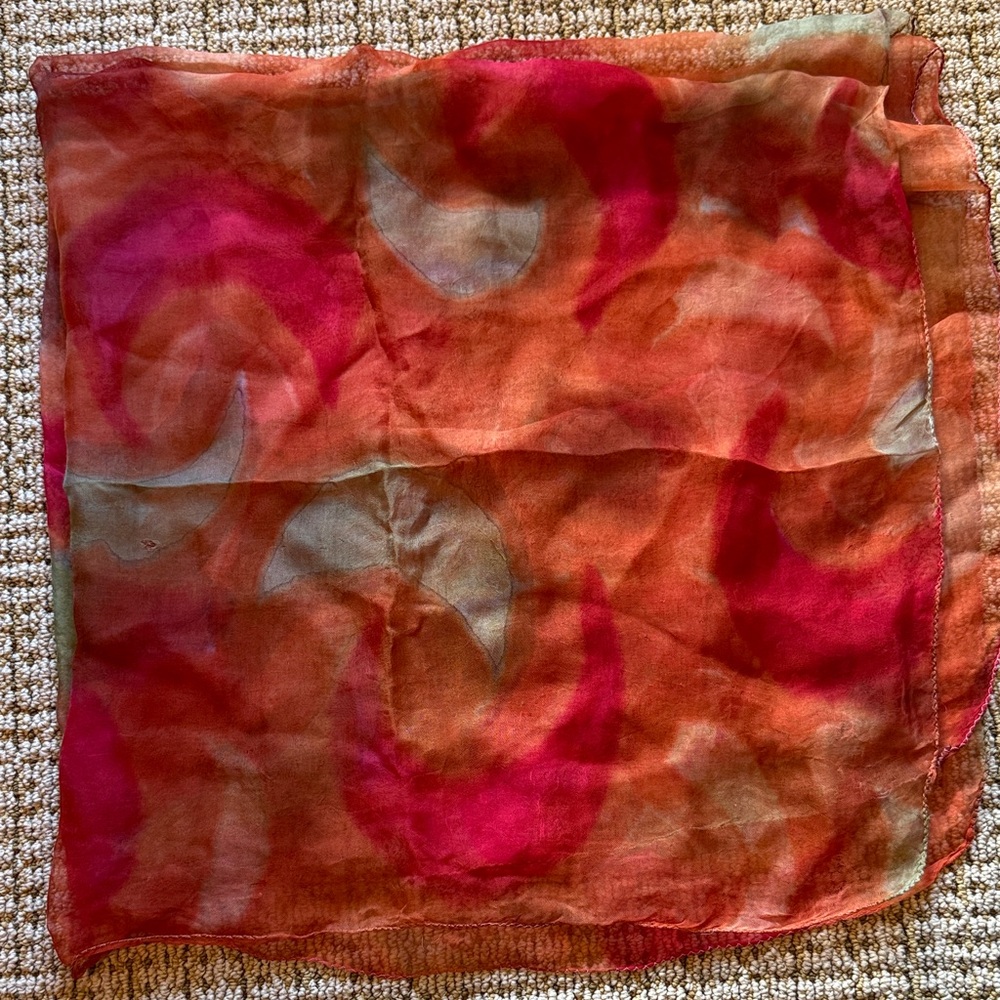 Vibrant Red and Orange Sheer Scarf